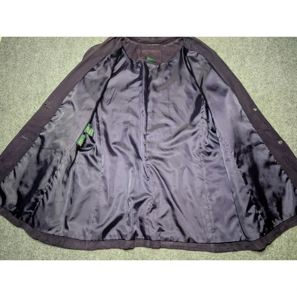 Lauren Ralph Lauren Womens LARGE Vintage Suede Leather Jacket 2‎ Button Purple